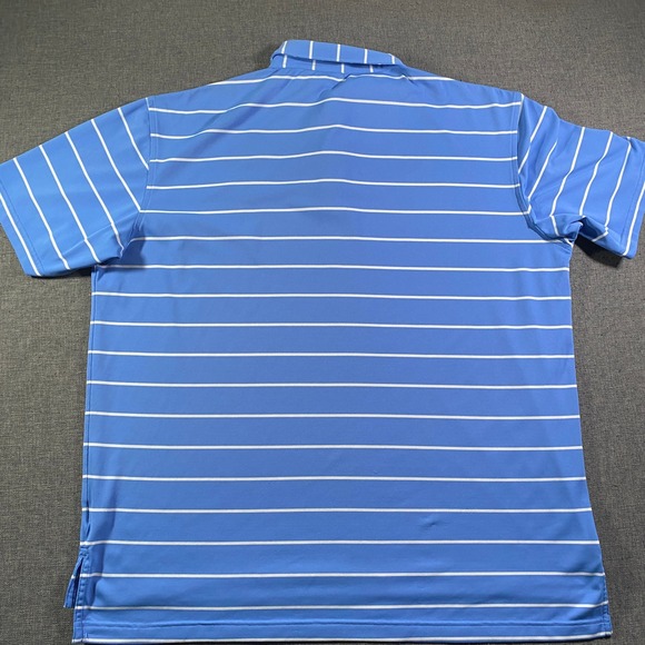Peter Millar Summer Comfort Blue Stripe Polo Shirt Mens Large Golf Performance - Picture 2 of 8